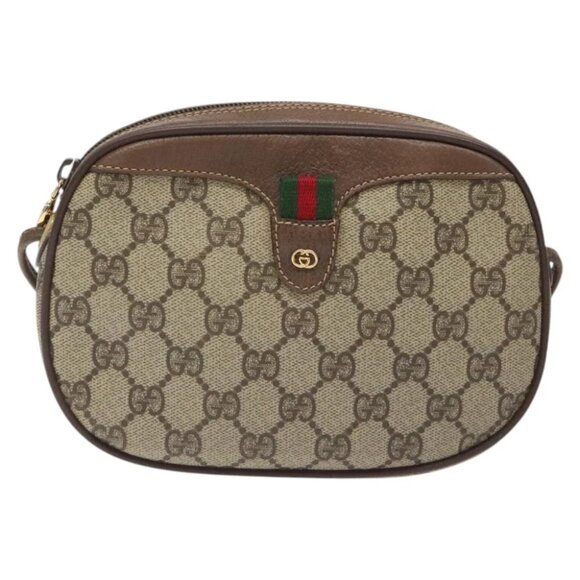 GUCCI GG Supreme Web Sherry Line Shoulder Bag PVC Beige 007 754 6112 Auth - Picture 4 of 15